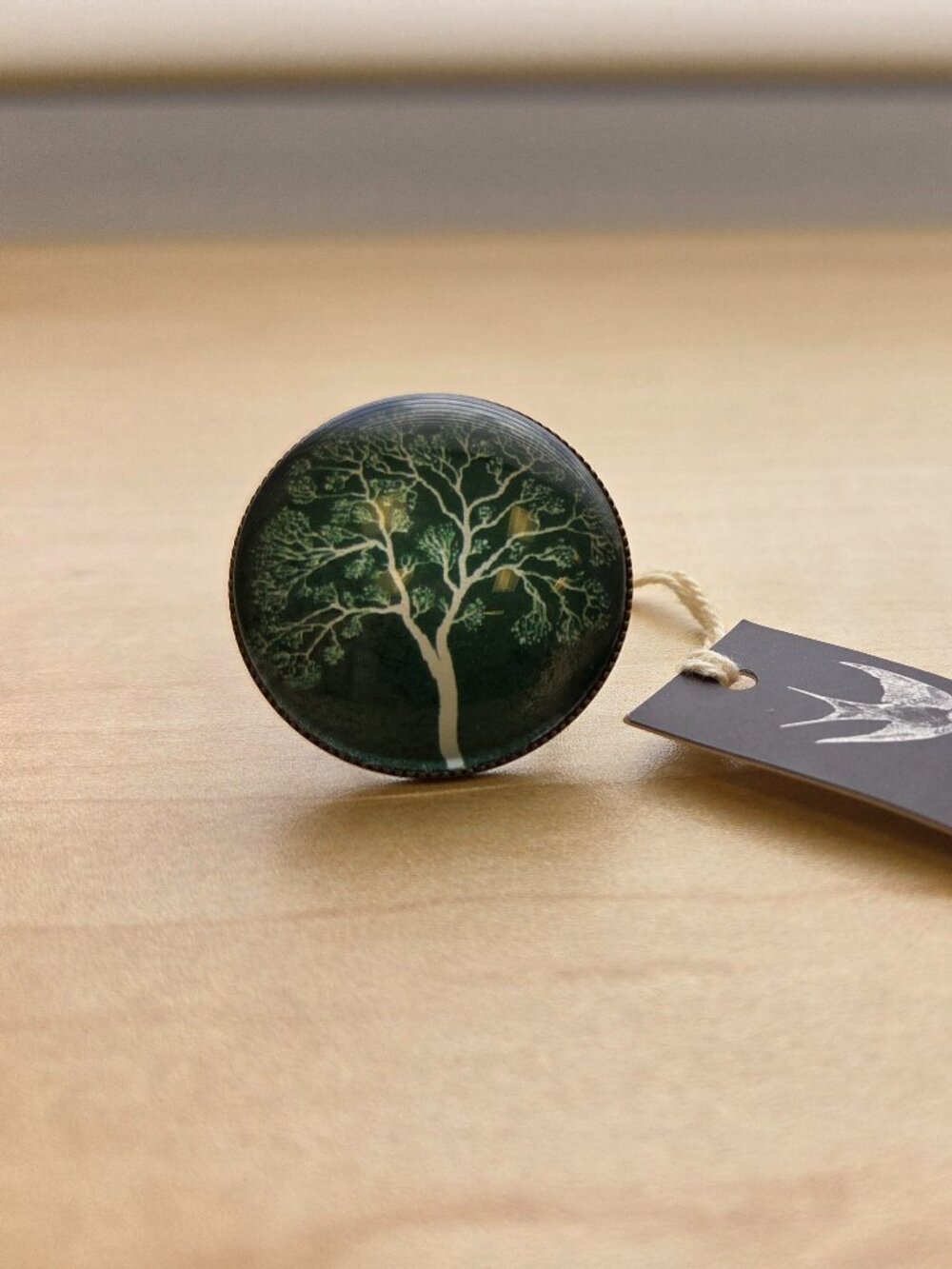 Nest of Pambula Australia Tree of Life Glass Cabochon Ring - Adjustable OS